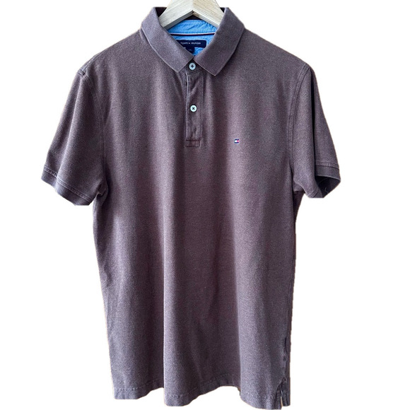 Tommy Hilfiger Chocolate Brown Golf Shirt Slim Fit - Large - Picture 1 of 8